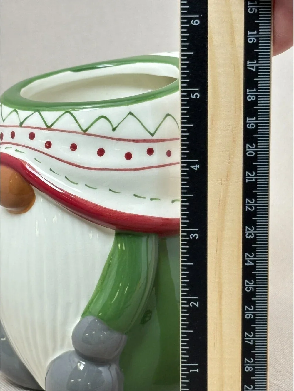 Pottery Barn Christmas Gnome Mug Sculpted Nordic Holiday Hat Ceramic Coffee Cup